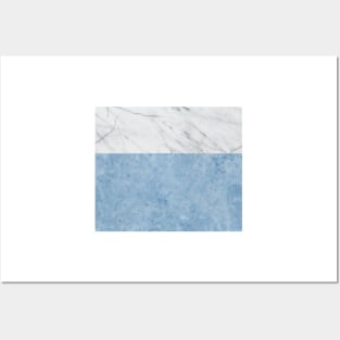 Blue and white marble layers Posters and Art